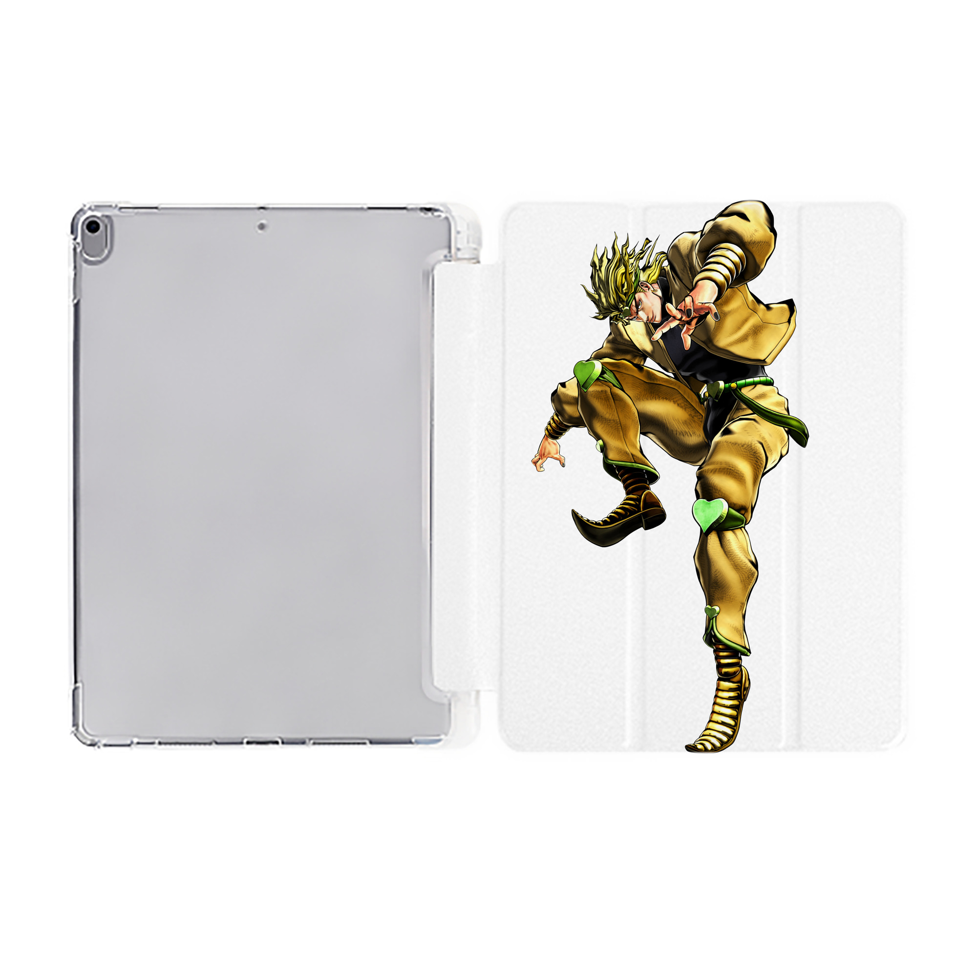 （画像用） ジョジョの奇妙な冒険 ディオ?ブランドー JoJo's Bizarre Adventure Dio Brando IPad ケース ペン収納付き 三つ折りスタンド PUレザー×シリコン 対応機種9.5/10.5/10.9インチ